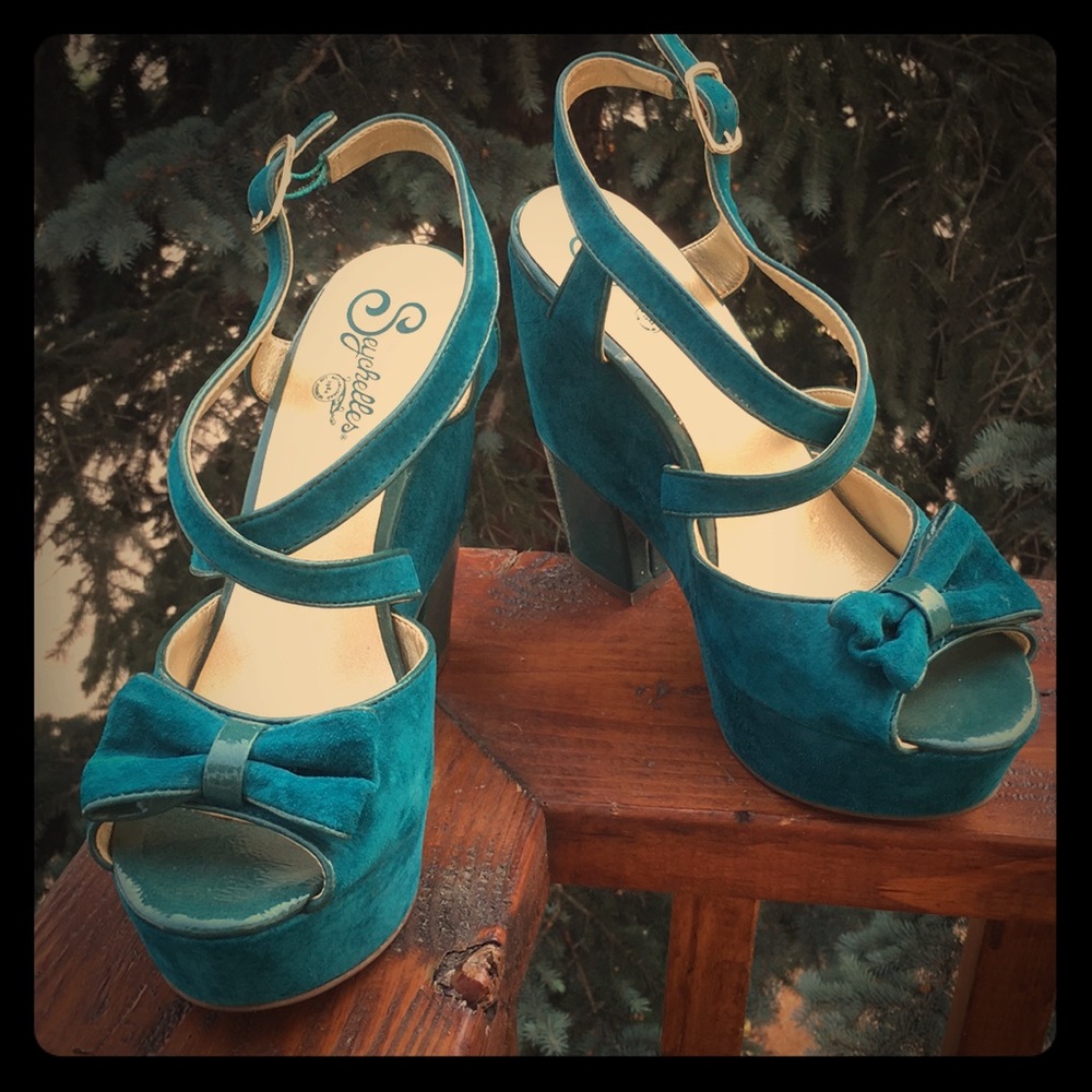 platform shoe blue suede